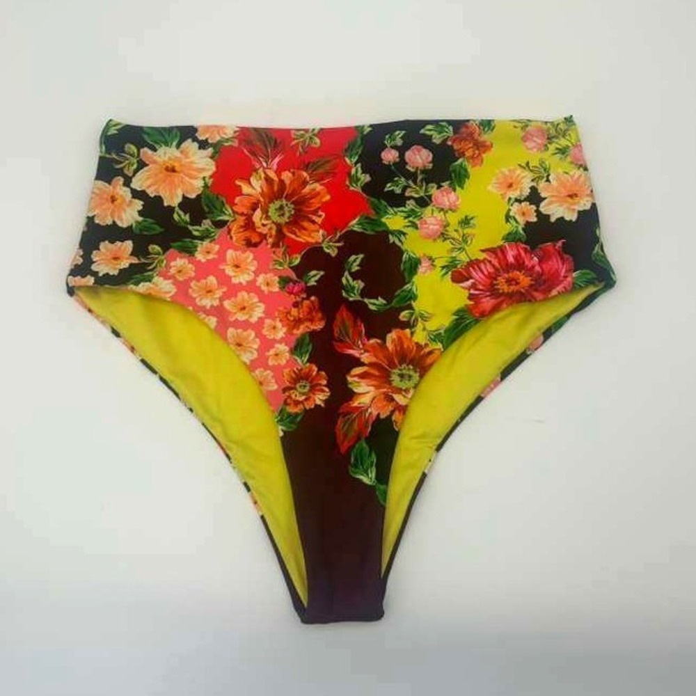 Água Bendita Luxury Bikini Bottoms - Botanical Green Print - Size XL - NWT